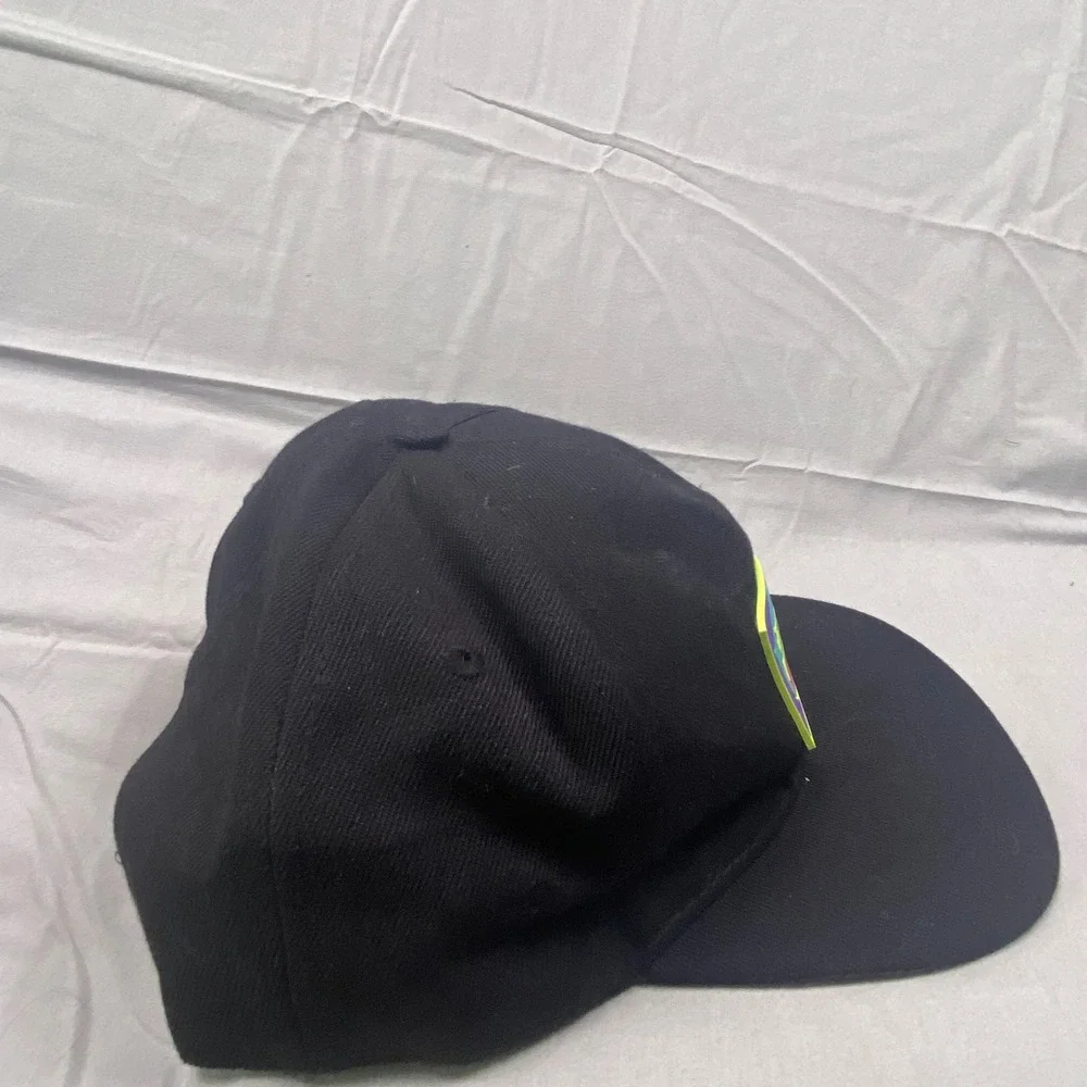 Pink Dolphin Ghost Patch Snapback Hat Mens OSFM Black Cap Flat Brim Streetwear